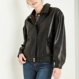 Medium Faux Leather Bomber Jacket wild fable
